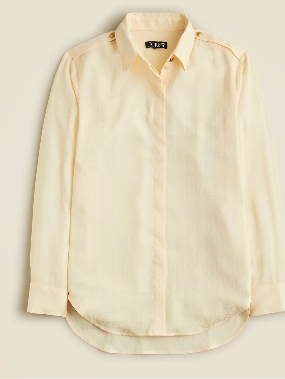 NWOT J. Crew Ivory Drapey Jacquard Links Blouse, Size Med